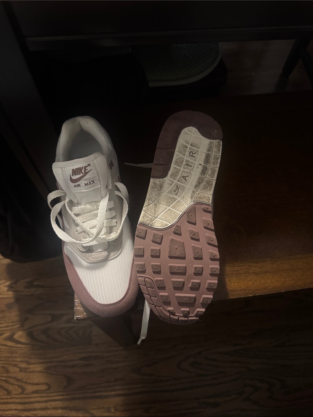 Nike White & Mauve Low-Top Air Sneakers gently used - Picture 6 of 7